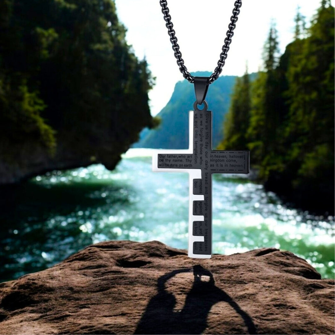Collier homme- pendentif croix KEYCROSS™ rocher nature