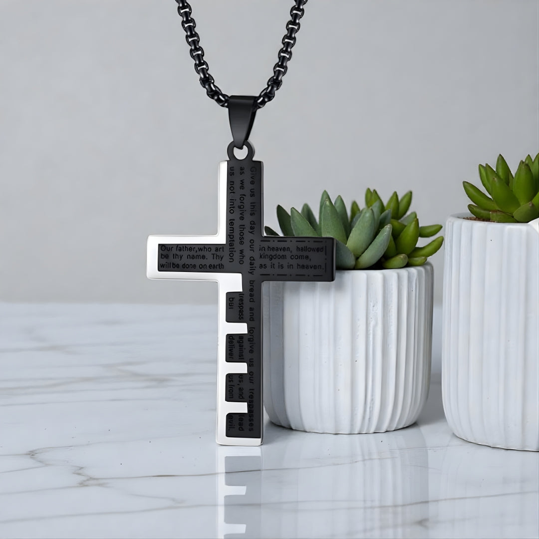 Collier homme- pendentif croix KEYCROSS™ table marbres plantes