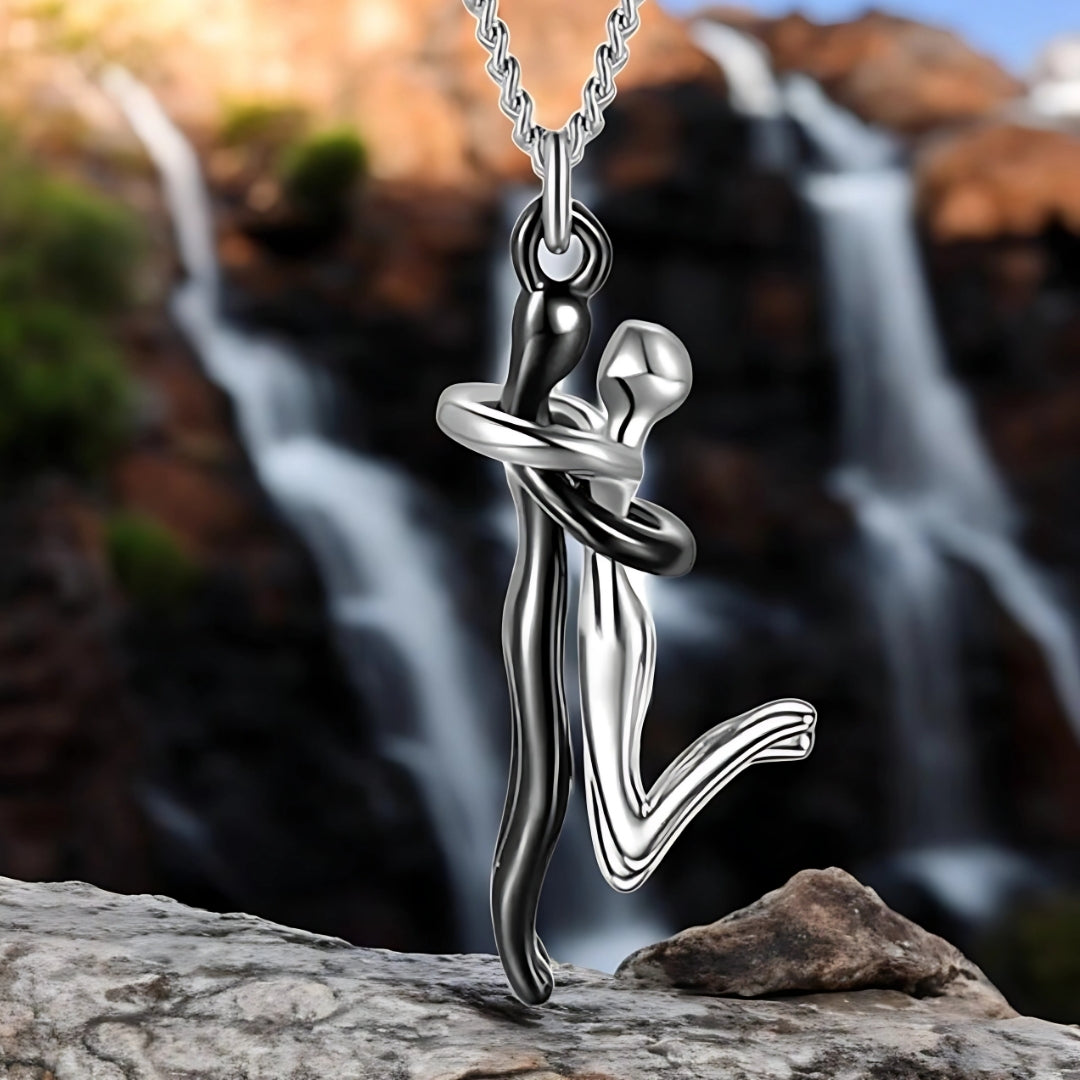 Collier homme-collier femme- couple- pendentif COUPLE AMOUREUX II™ noir argent