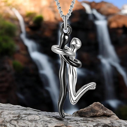 Collier homme-collier femme- couple- pendentif COUPLE AMOUREUX II™ noir argent