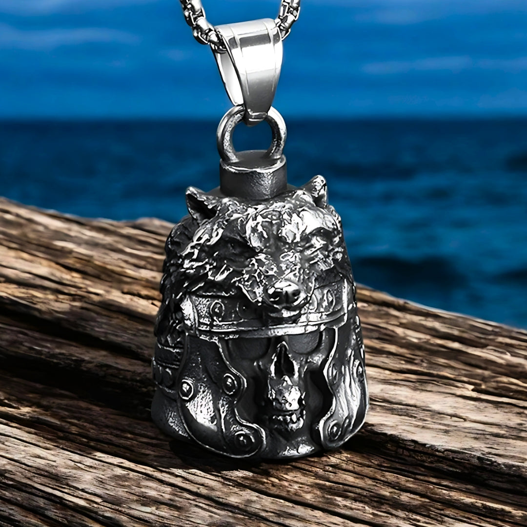 Collier homme, Pendentif Viking SKULLWOLF™ acier bateau viking mer