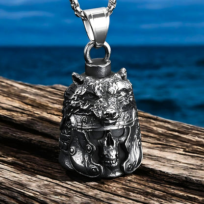 Collier homme, Pendentif Viking SKULLWOLF™ acier bateau viking mer