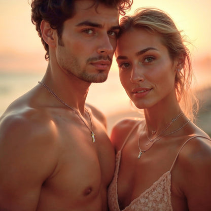 Collier homme collier femme pendentif COUPLE AMOUREUX plage couche soleil