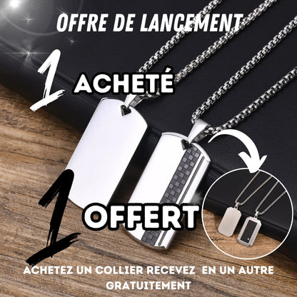 Collier homme luxe, pendentif PLAQUETTES LUXE™ promo 1 