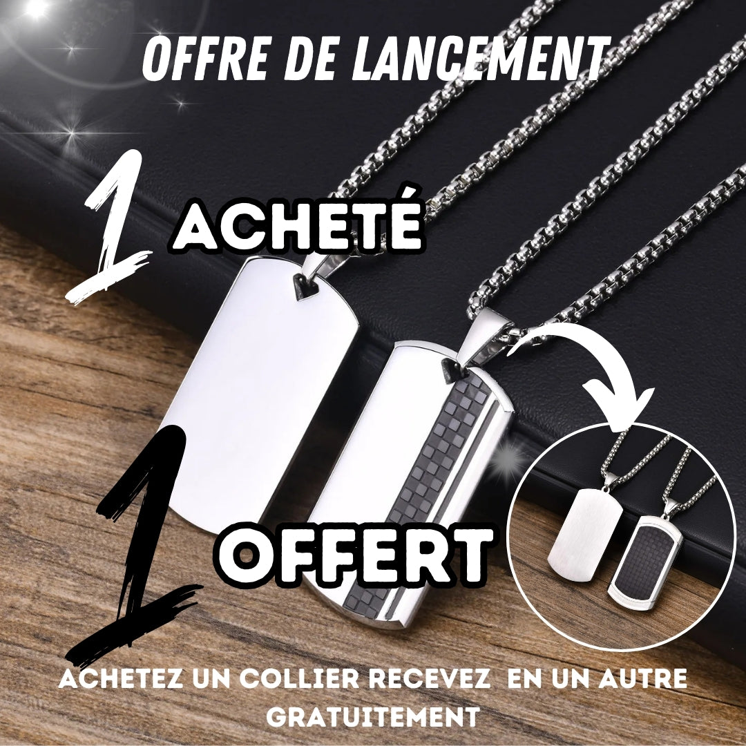 Collier homme luxe, pendentif PLAQUETTES LUXE™ promo 3