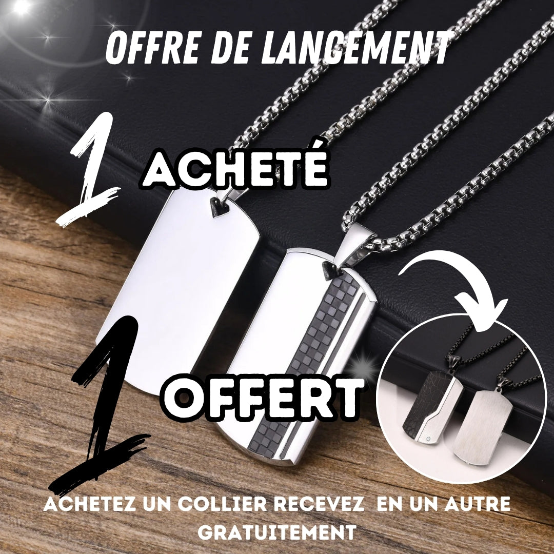 Collier homme luxe, pendentif PLAQUETTES LUXE™ promo 4