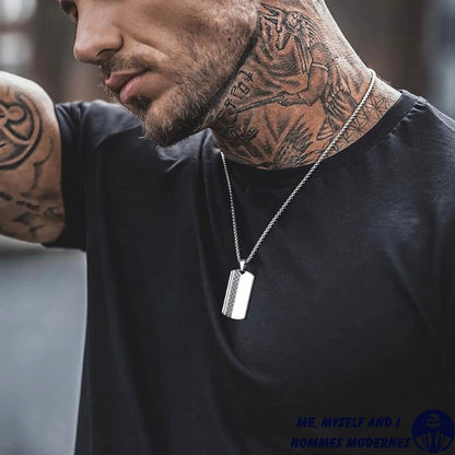 Collier homme luxe, pendentif PLAQUETTES LUXE™ t-shirt tatouages