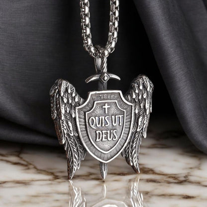 Collier homme, pendentif BOUCLIER D'ARCHANGE variante table marbre
