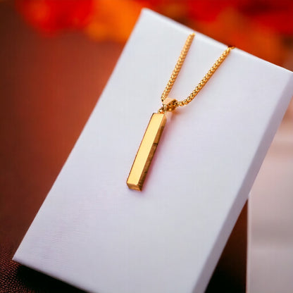 Collier homme, pendentif CLASSY-BAR™ doree presentoir