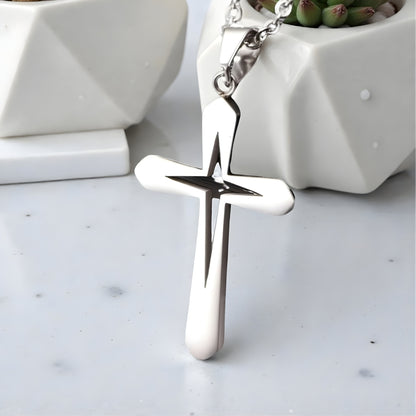 Collier homme, pendentif Croix Gladius" argent marbre variante