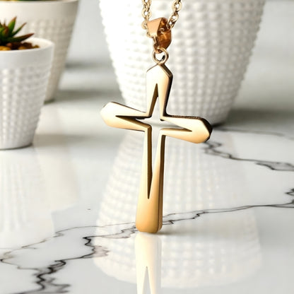 Collier homme, pendentif Croix Gladius" dore marbre variante