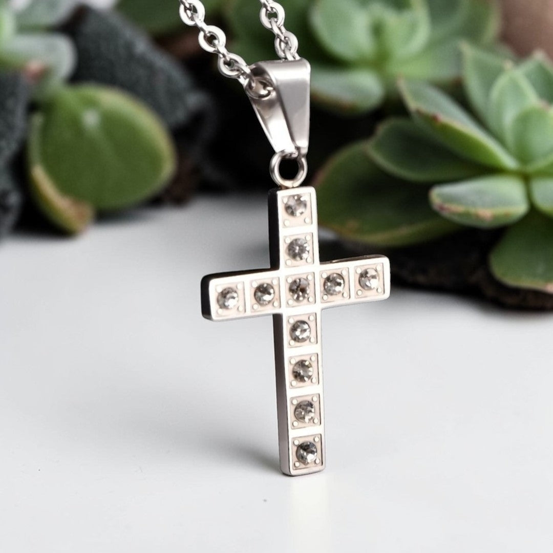 Collier homme pendentif  "Croix Stellar" variantes argent