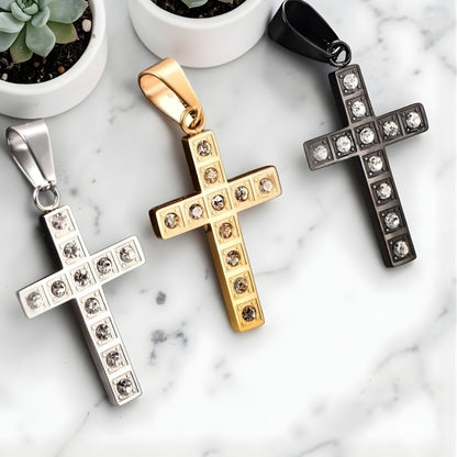 Collier homme pendentif  "Croix Stellar" variantes dore argent noir table marbre sans chaine