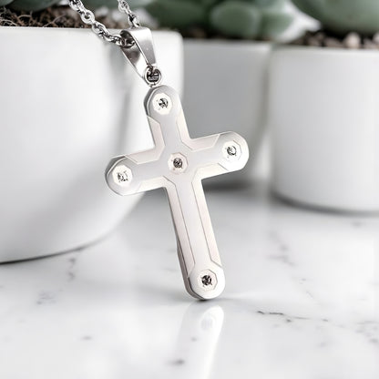 Collier homme pendentif Croix Urbaine "Armor" variante argent