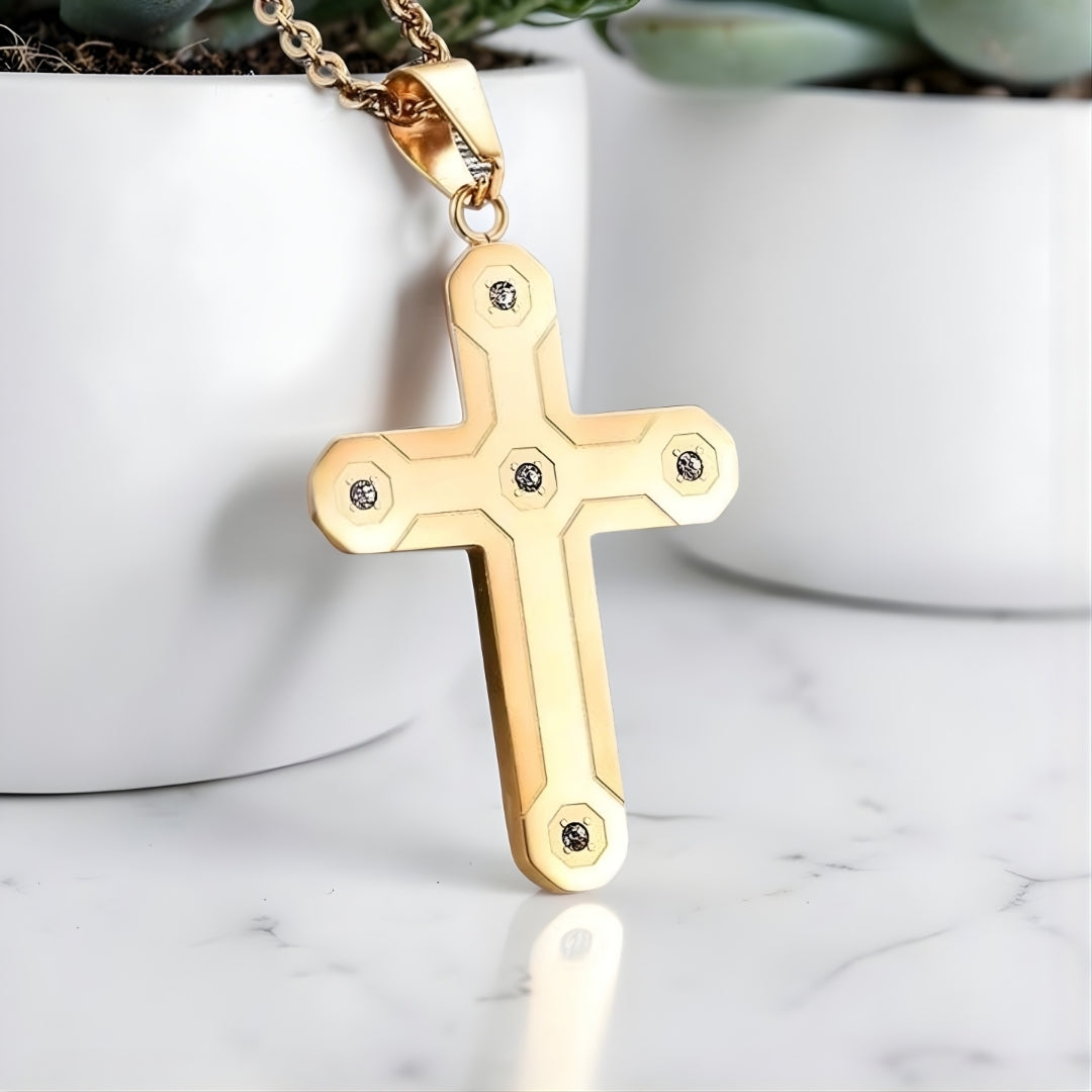 Collier homme pendentif Croix Urbaine "Armor" variante dore