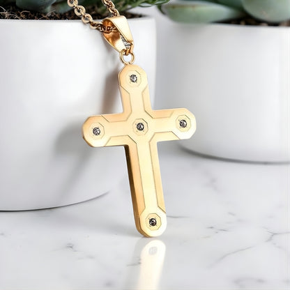 Collier homme pendentif Croix Urbaine "Armor" variante dore