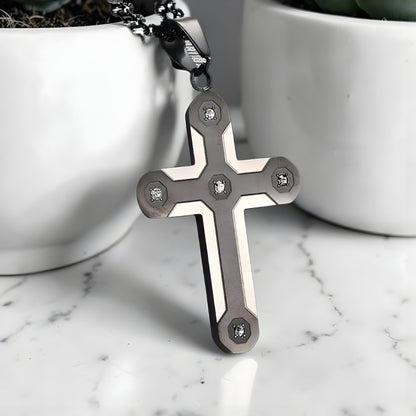 Collier homme pendentif Croix Urbaine "Armor" variante noire