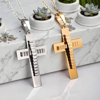 Collier homme pendentif Croix "Éclipse" argent dore variantes marbre