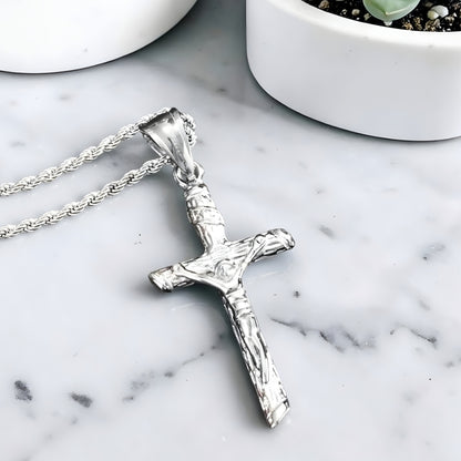 Collier homme, pendentif "Croix de la Rédemption" variante argent