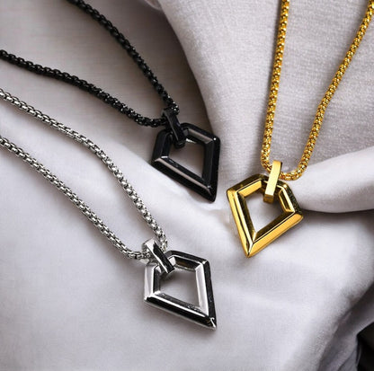 Collier homme, pendentif DIAMO™ argent noir dore tissu