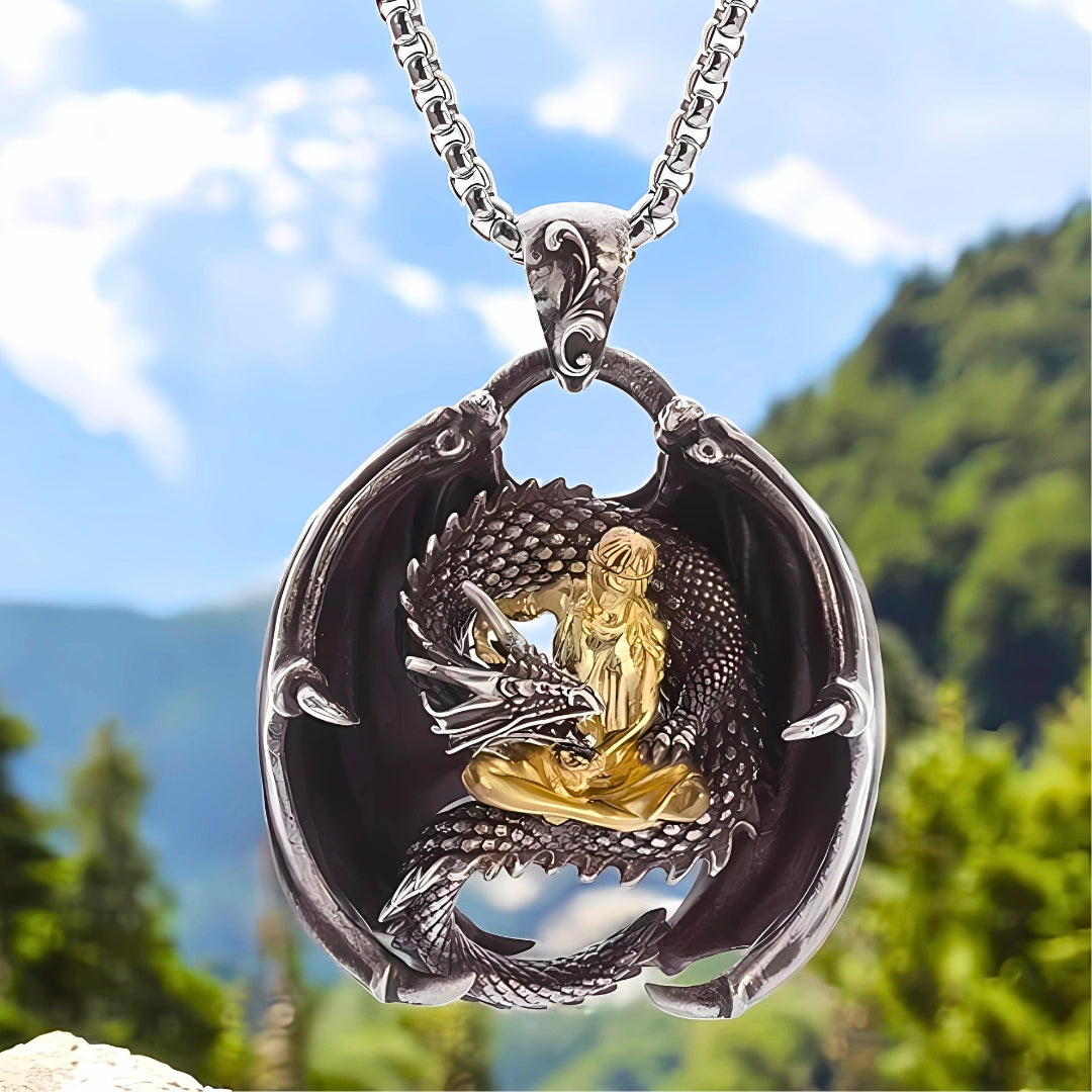 Collier homme, pendentif DRAGON PATRONUS™ presentation details nature