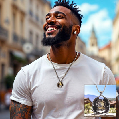 Collier homme, pendentif DRAGON PATRONUS™ t-shirt blanc homme noir PAris