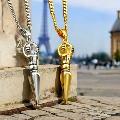 Collier homme, pendentif GANDHANRA™ dore argente Paris