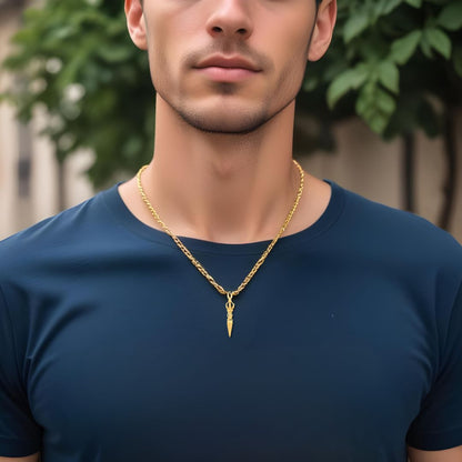 Collier homme, pendentif GANDHANRA™ dore t-shirt bleu 