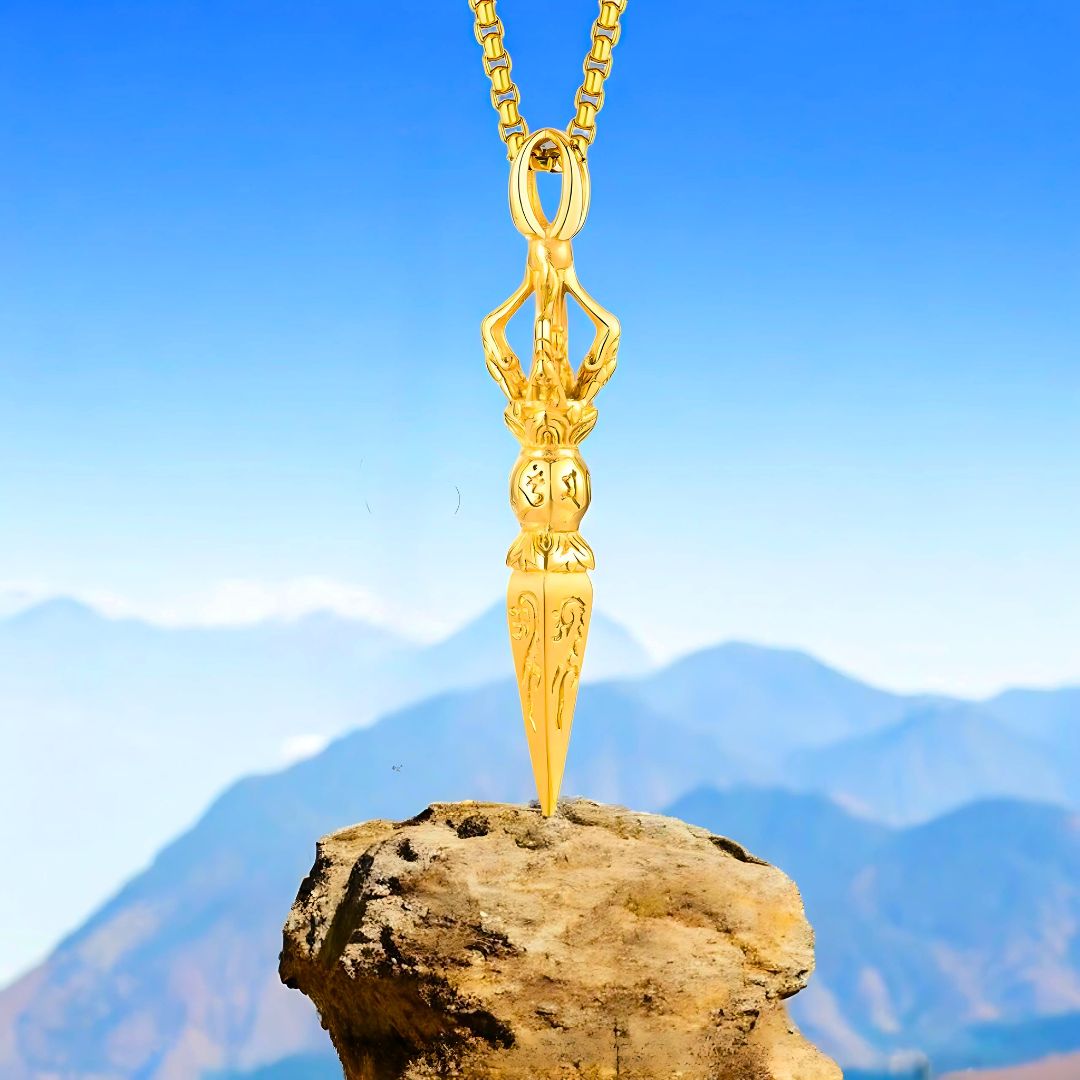 Collier homme, pendentif GANDHANRA™ variante dore ciel montagnes