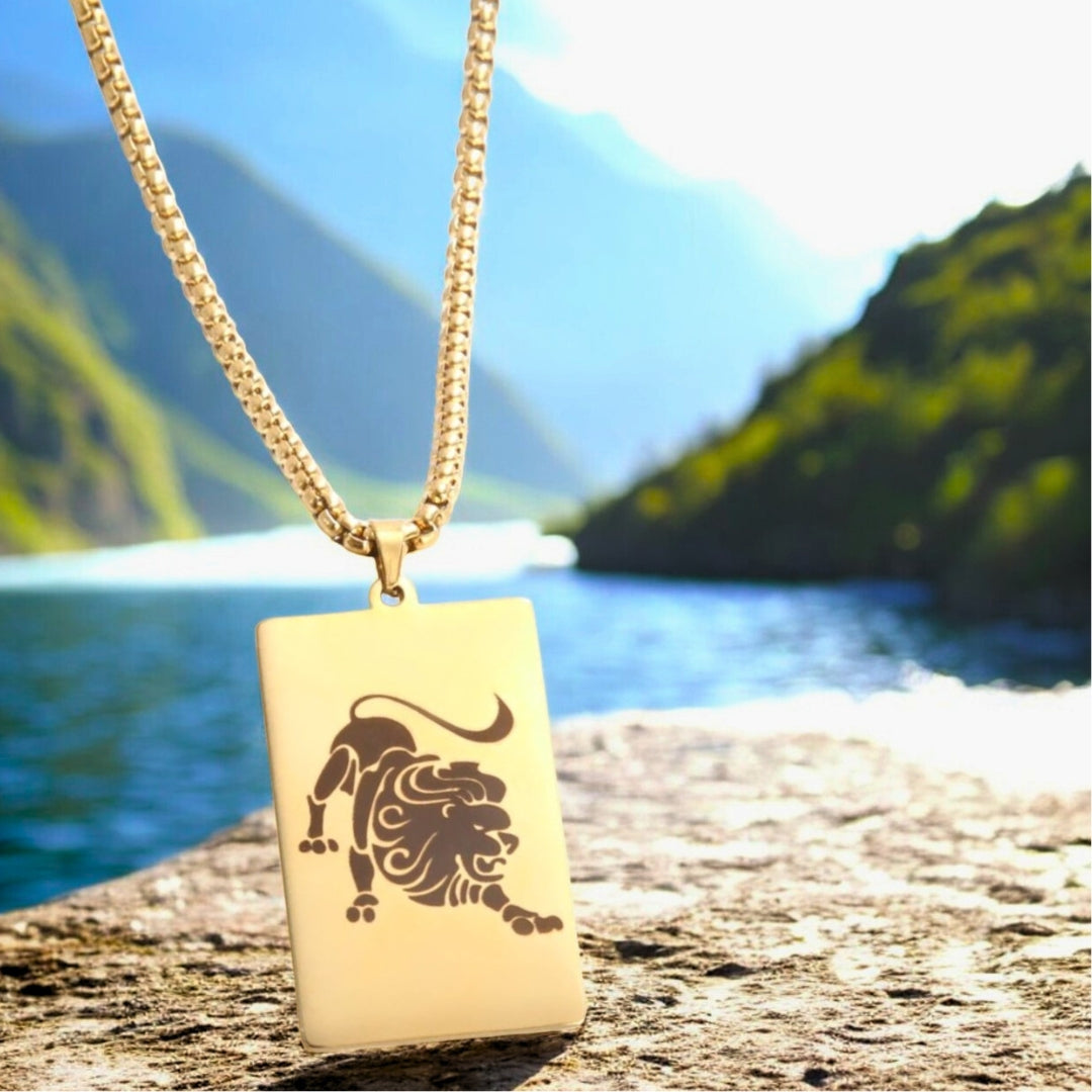 Collier homme, pendentif LEOLOOK II™ DORE variante nature