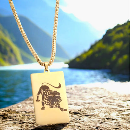 Collier homme, pendentif LEOLOOK II™ DORE variante nature