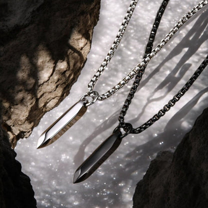Collier homme, pendentif LE CRYSTALÉ™ variantes argent noir 
