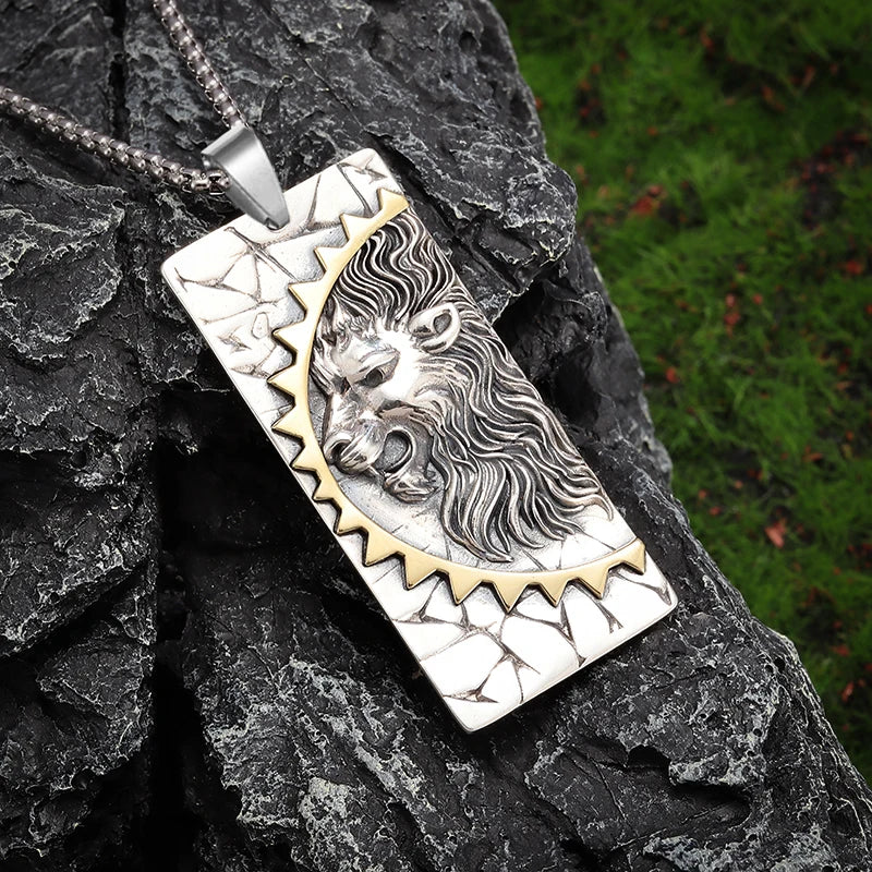 Collier homme, pendentif LE DOMILÉO™ rocher herbe verte