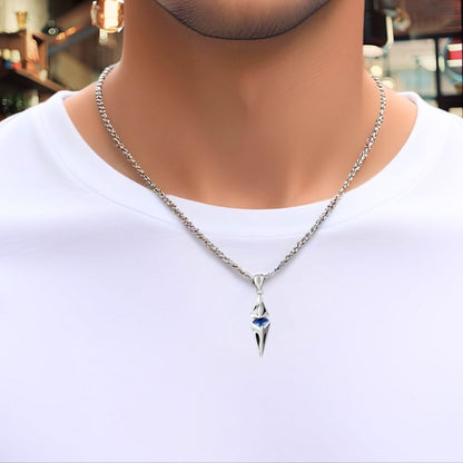 Collier homme, pendentif LE LAGON BLEU™ T-shirt blanc