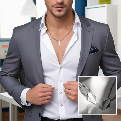 Collier homme, pendentif LE ROMBOS POLI™ argent chemise mode blouson mode