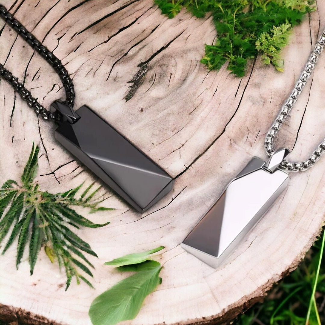 Collier homme, pendentif LINGOT POLI™ argent noir souche arbre  narure