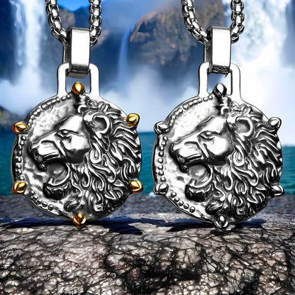 Collier homme, pendentif LION ASTROLOGIQUE argent dore argent chute
