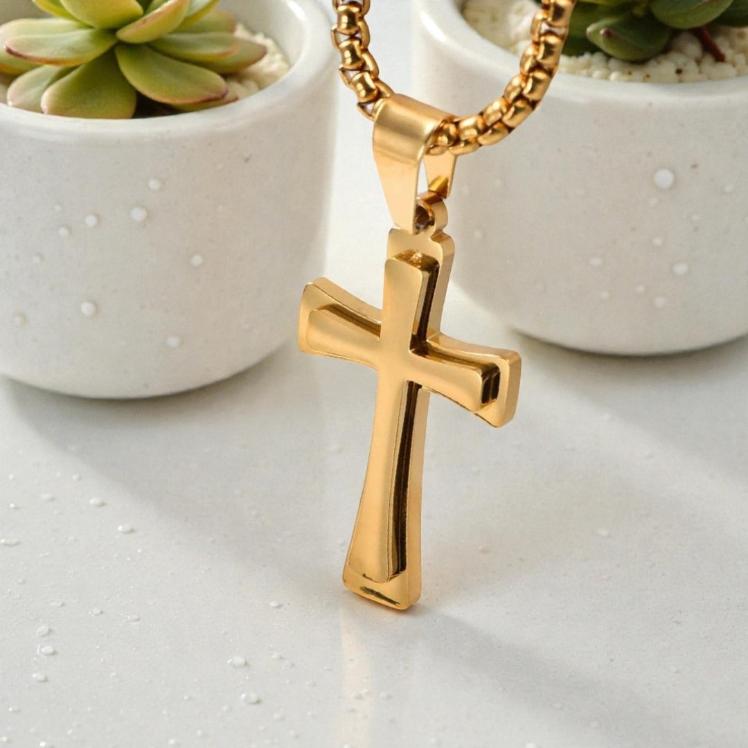 Collier homme pendentif La Croix LHéritage presentation variantes dore