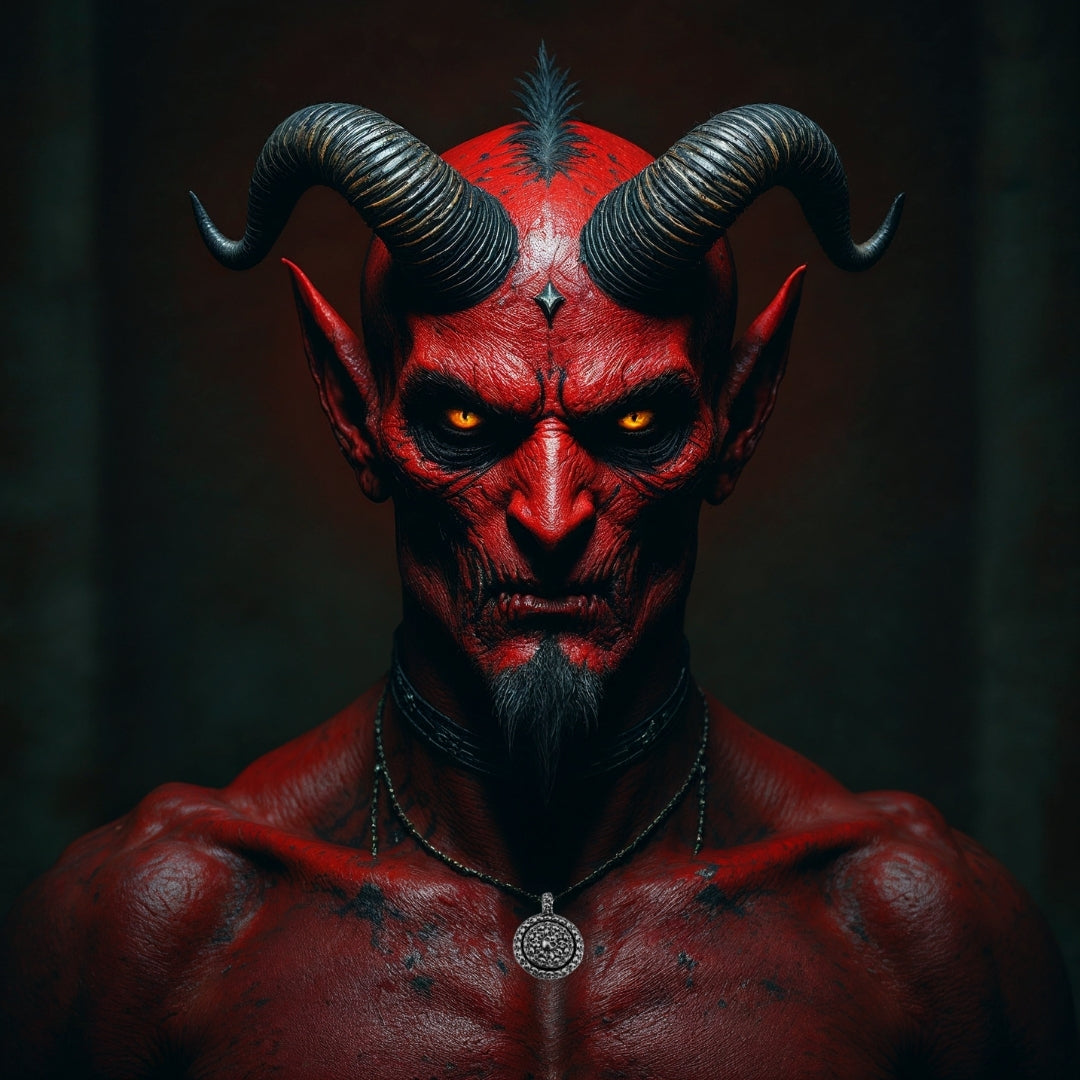 Collier homme, pendentif MEDAL SKULLS™ collier du demon rouge avec cornes