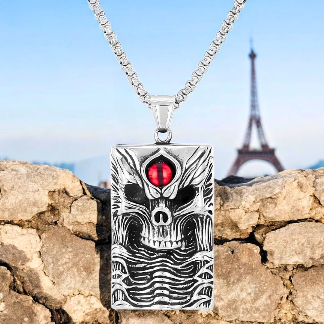 Collier homme, pendentif SKULL PLAQUE™ : details rocher Tour Eiffel