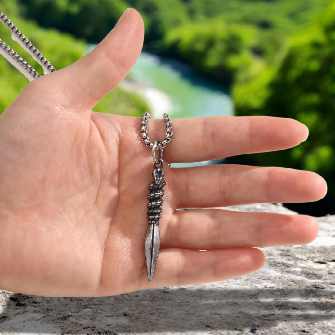 Collier homme, pendentif SNAKETIP™ collier main rocher nature