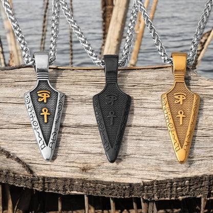 Collier homme, pendentif VORKA ARROW™ acier noir dore bois bateau