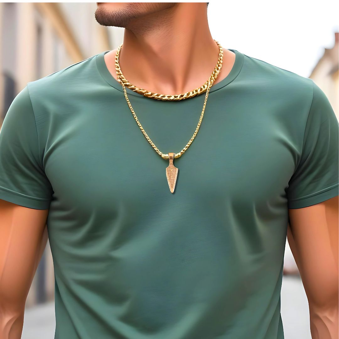 Collier homme, pendentif VORKA ARROW™ dore t-shirt mode 
