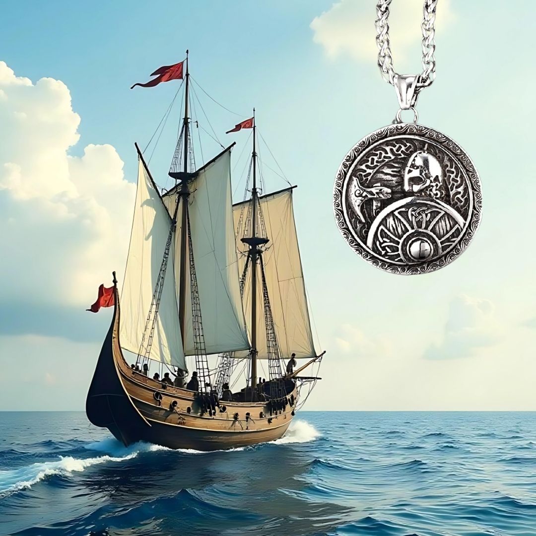 Collier homme, pendentif VORKA AXE™ viking acier bateau viking