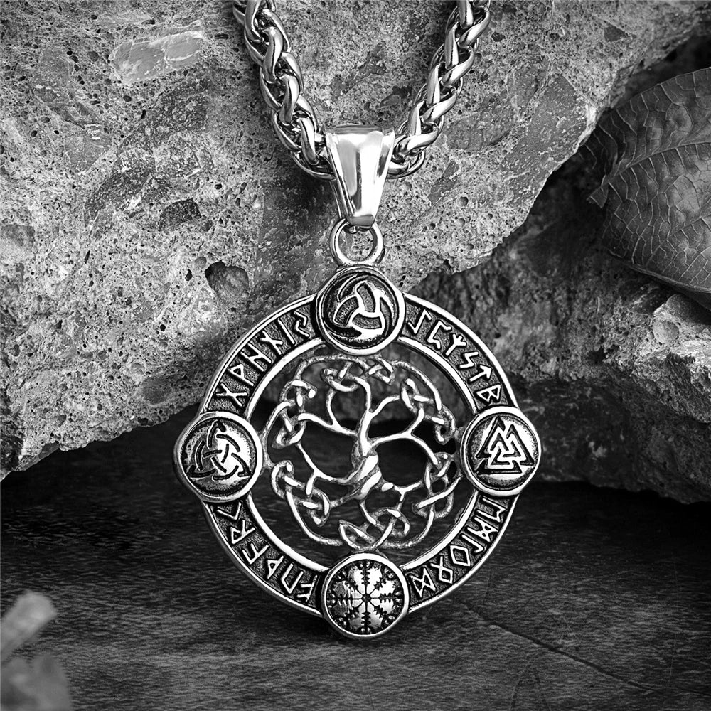 Collier homme, pendentif VORKY-TREE™ acier rocher