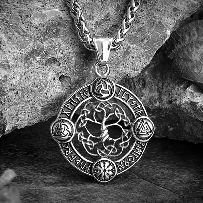 Collier homme, pendentif VORKY-TREE™ acier rocher