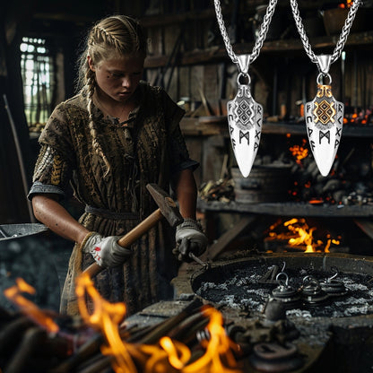 Collier homme, pendentif VORKY IV™ acier acier dore forge