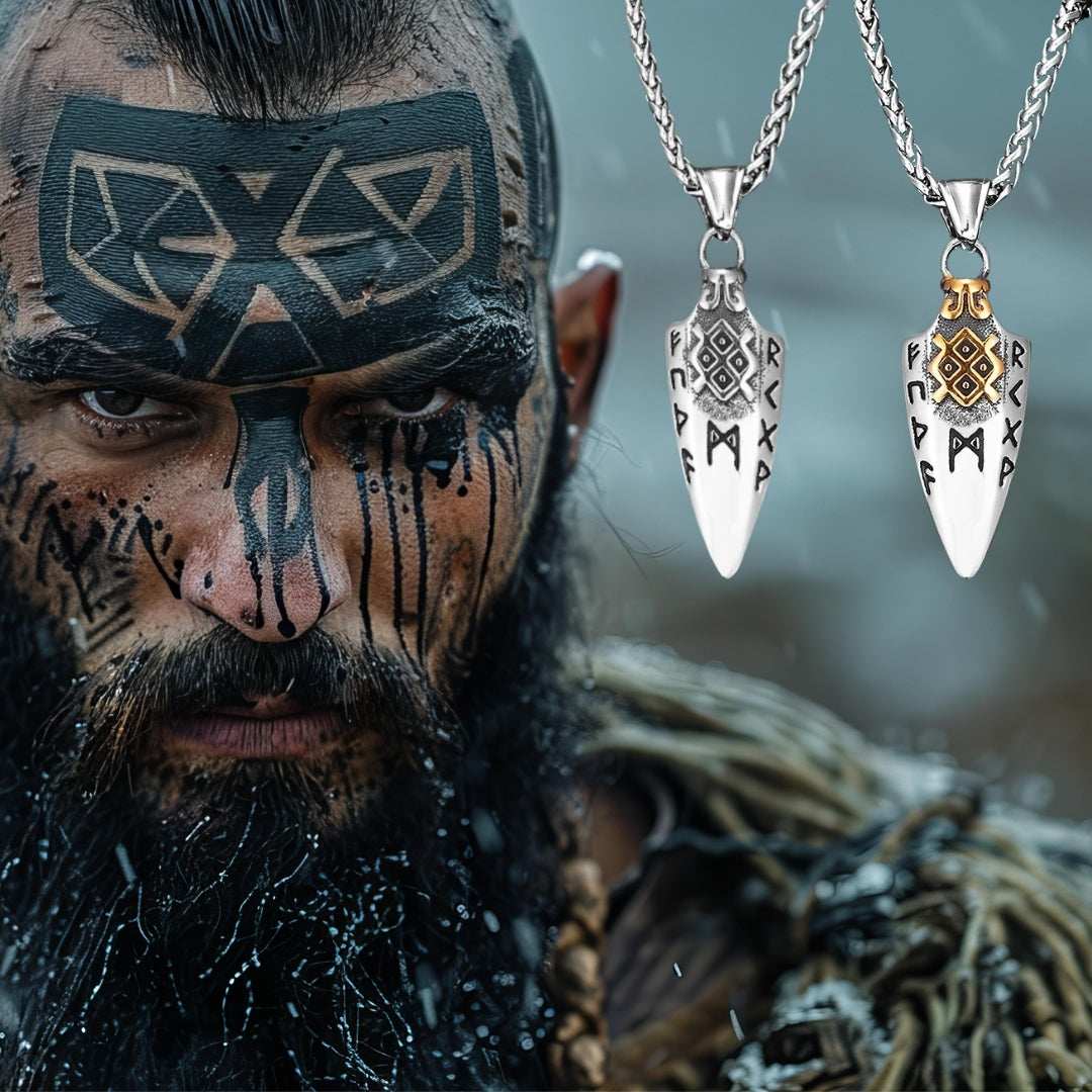 Collier homme, pendentif VORKY IV™ acier acier dore viking 