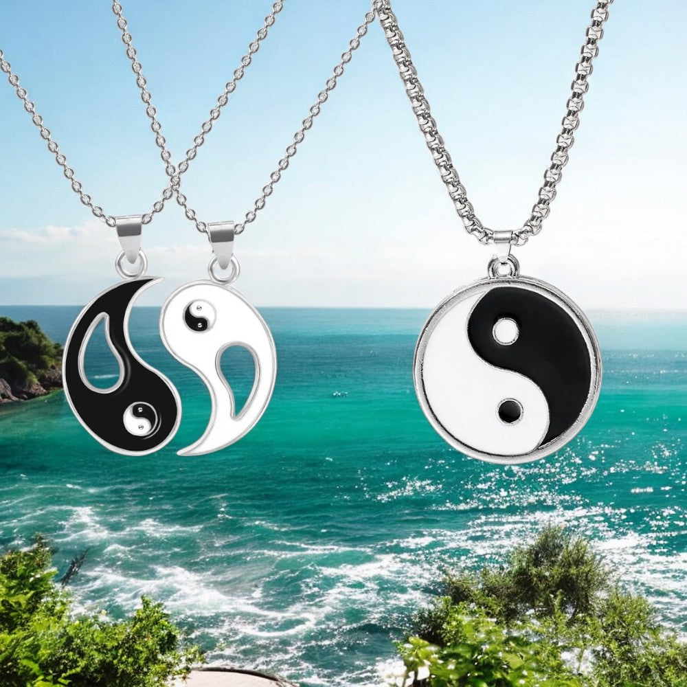 Collier homme, pendentif Yin Ying Yang 3™ presentation deux variantes mer