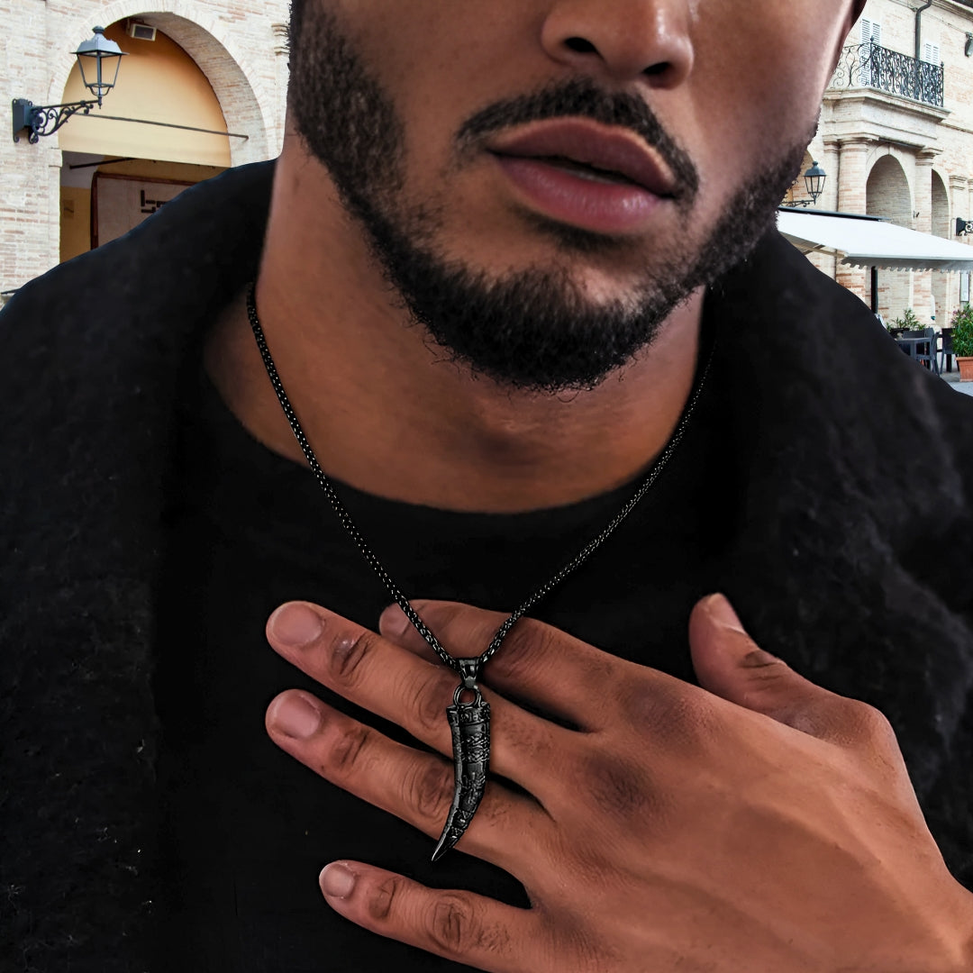 Collier homme, pendentif corne viking VIKORN noir homme noir 